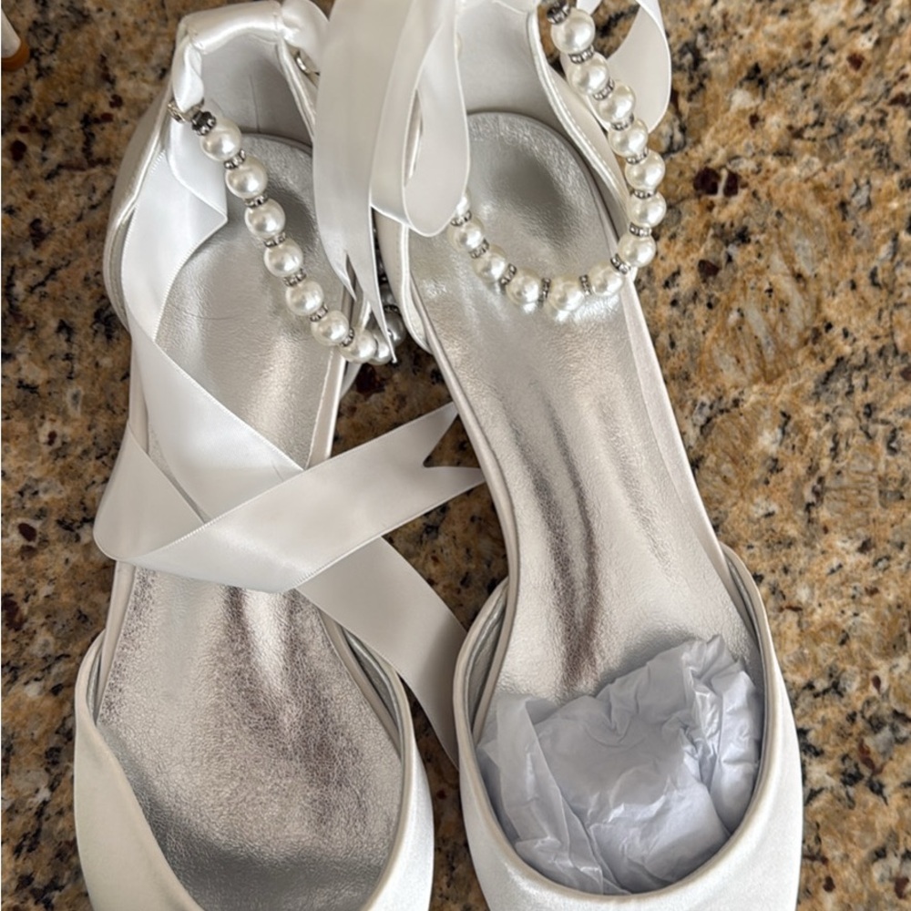 Elegant White Pearl-Embellished Bridal Sandals